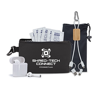&ldquo;AMALFI&rdquo; 10 pcs Do It All Tech Kit in Black Mesh Zipper Pouch